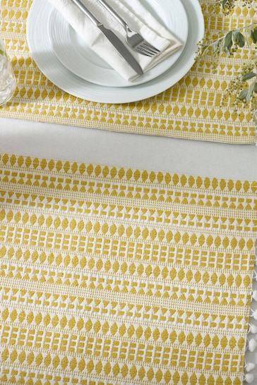 Set of 2 Yellow Geo Fabric Placemats