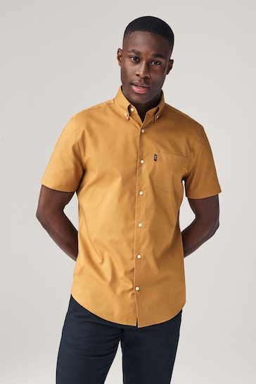 Sand Brown Regular Fit Easy Iron Button Down Oxford Shirt