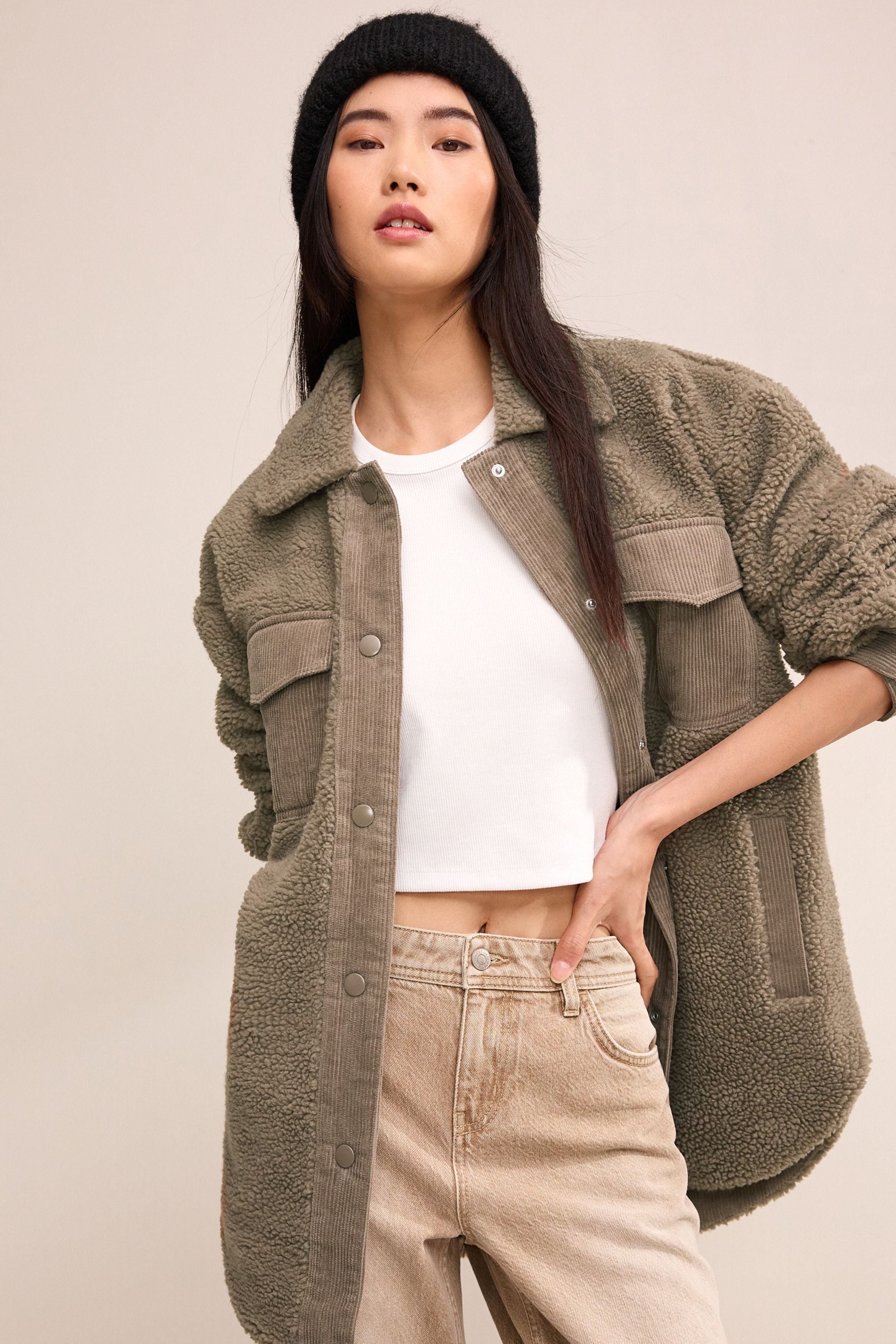 Corduroy jacket teddy top