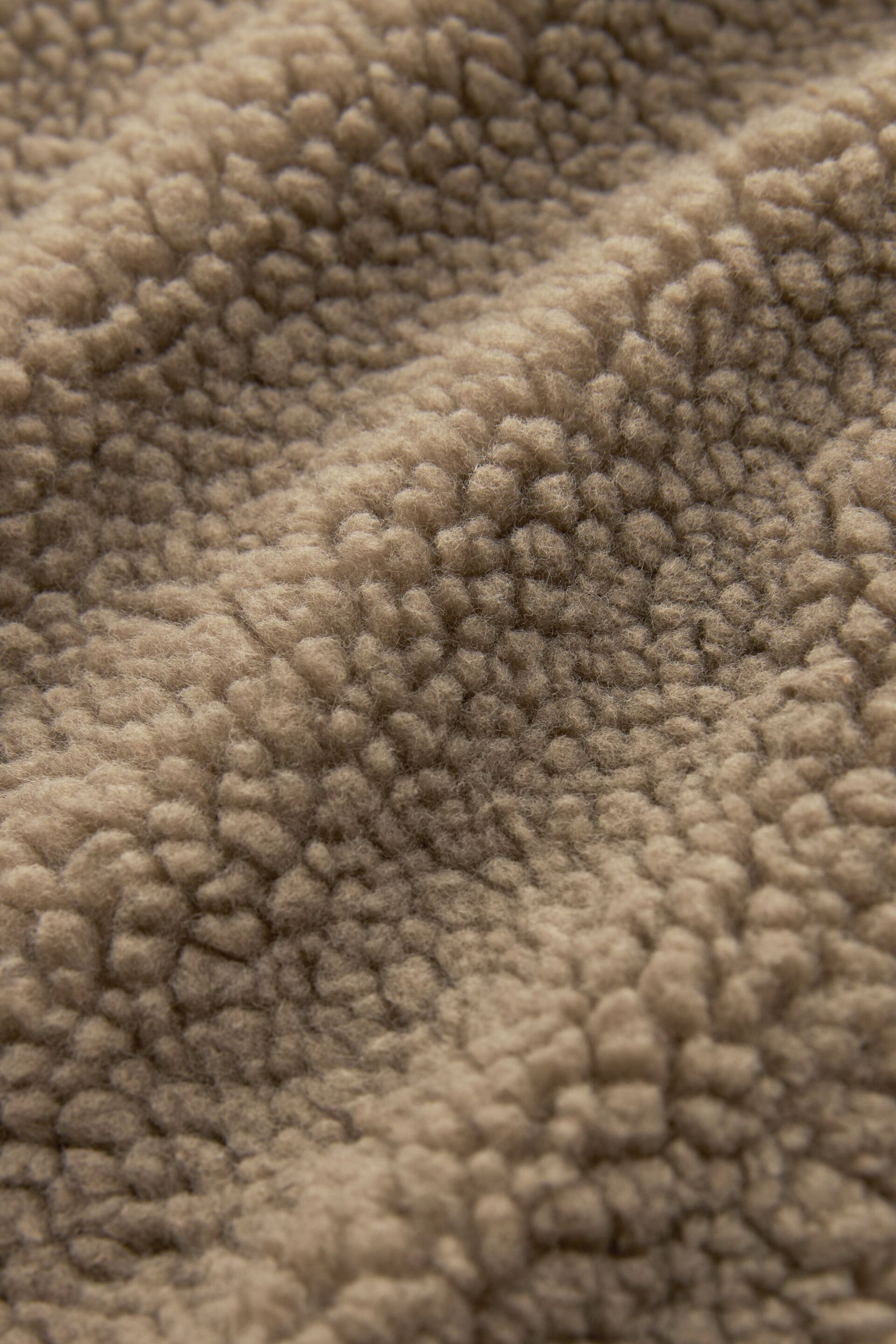 Taupe Brown Borg Fleece Corduroy Pocket Detail Teddy Jacket - Image 5 of 5