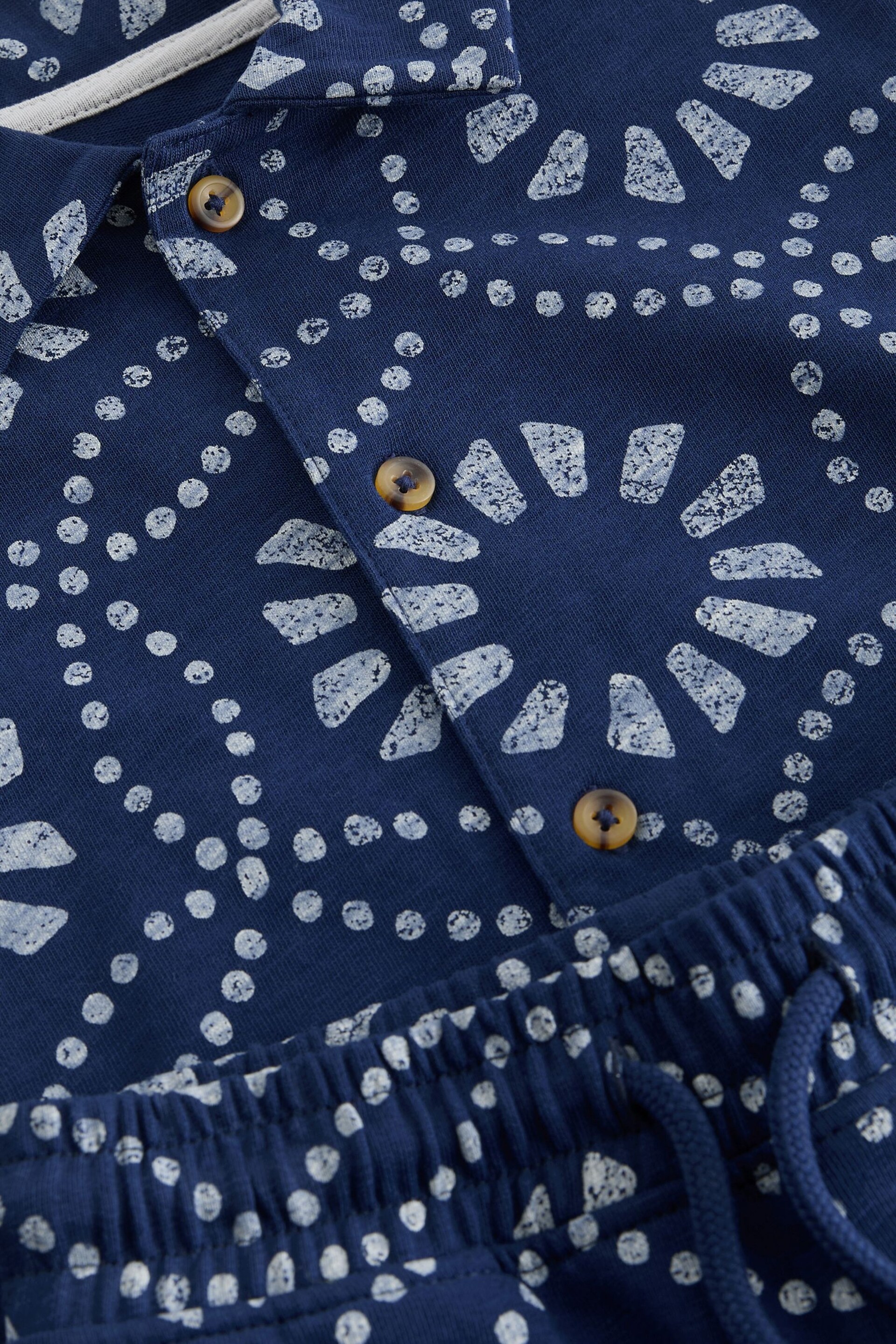 Navy Blue Batik Print Jersey Shirt and Shorts Set (3-16yrs) - Image 3 of 3