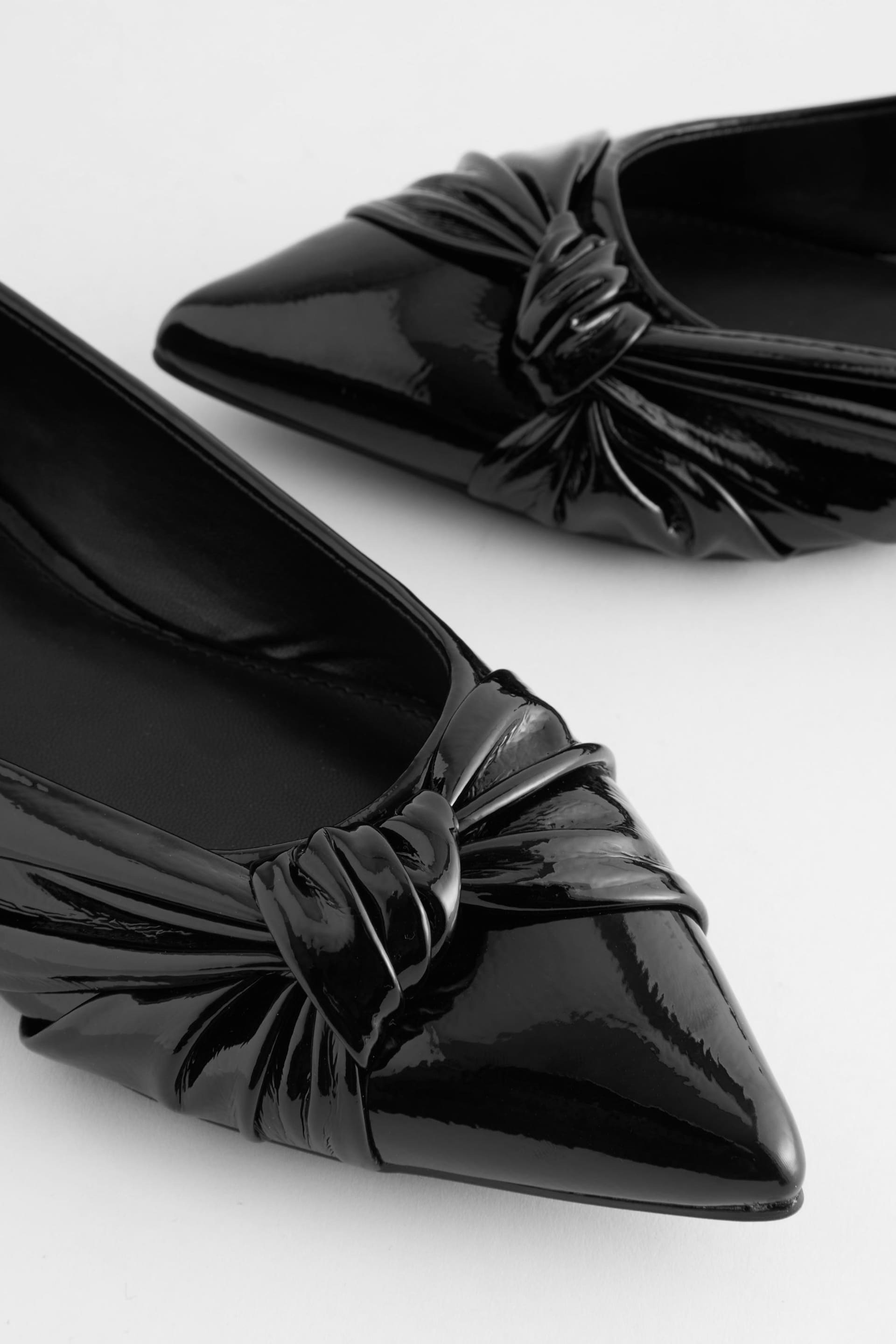 Black Forever Comfort® Asymmetric Bow Point Toe Shoes - Image 3 of 5