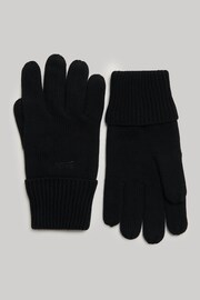 Superdry Black Knitted Logo Gloves - Image 1 of 3