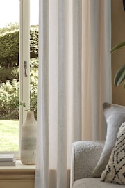 White Washed Cotton Linen Eyelet Lined Curtains - Image 3 of 5