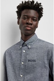 BOSS Blue Yarn Detail Long Sleeve Shirt - Image 4 of 6