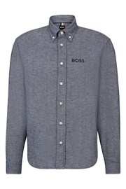 BOSS Blue Yarn Detail Long Sleeve Shirt - Image 6 of 6