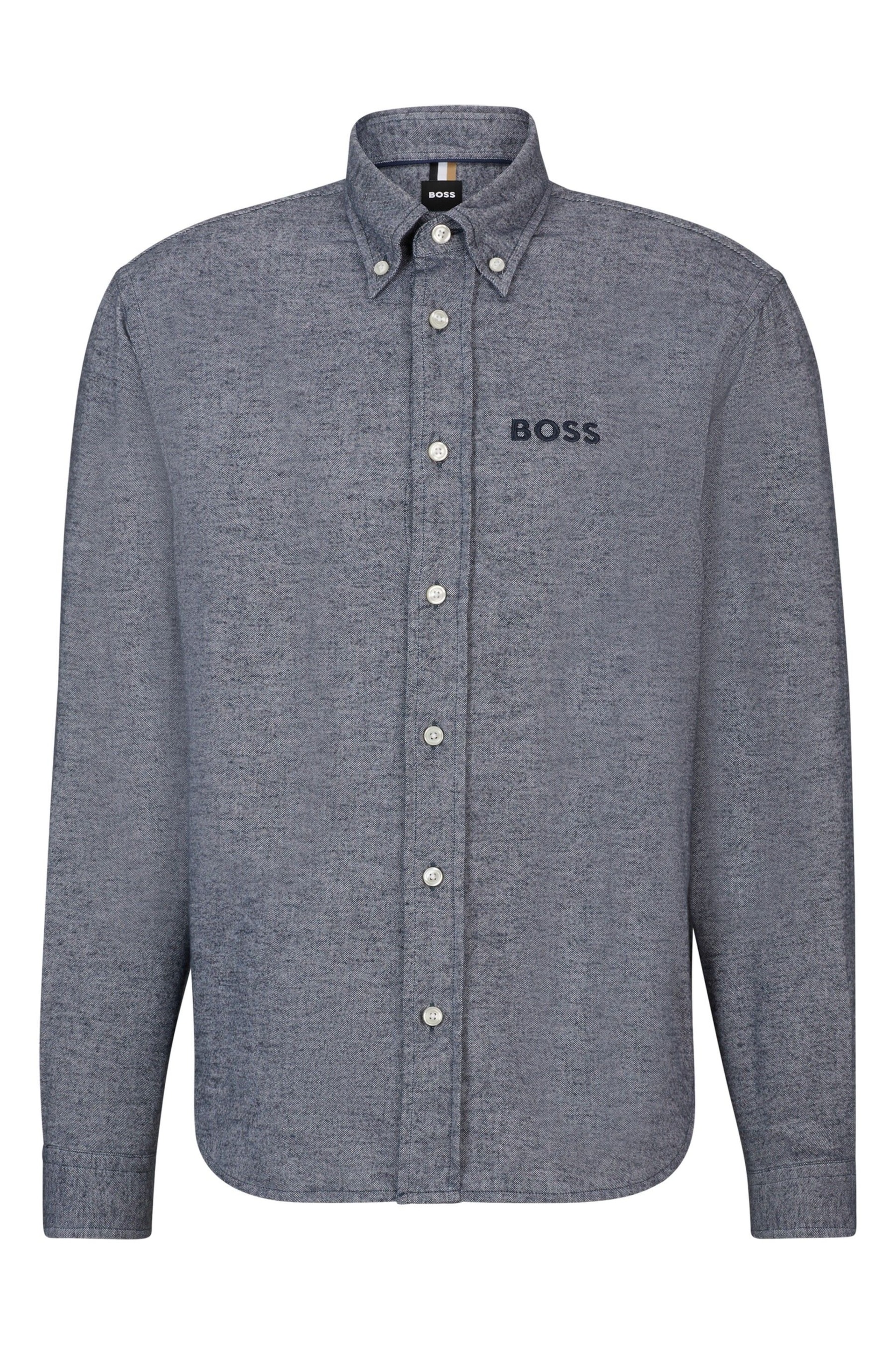 BOSS Blue Yarn Detail Long Sleeve Shirt - Image 6 of 6