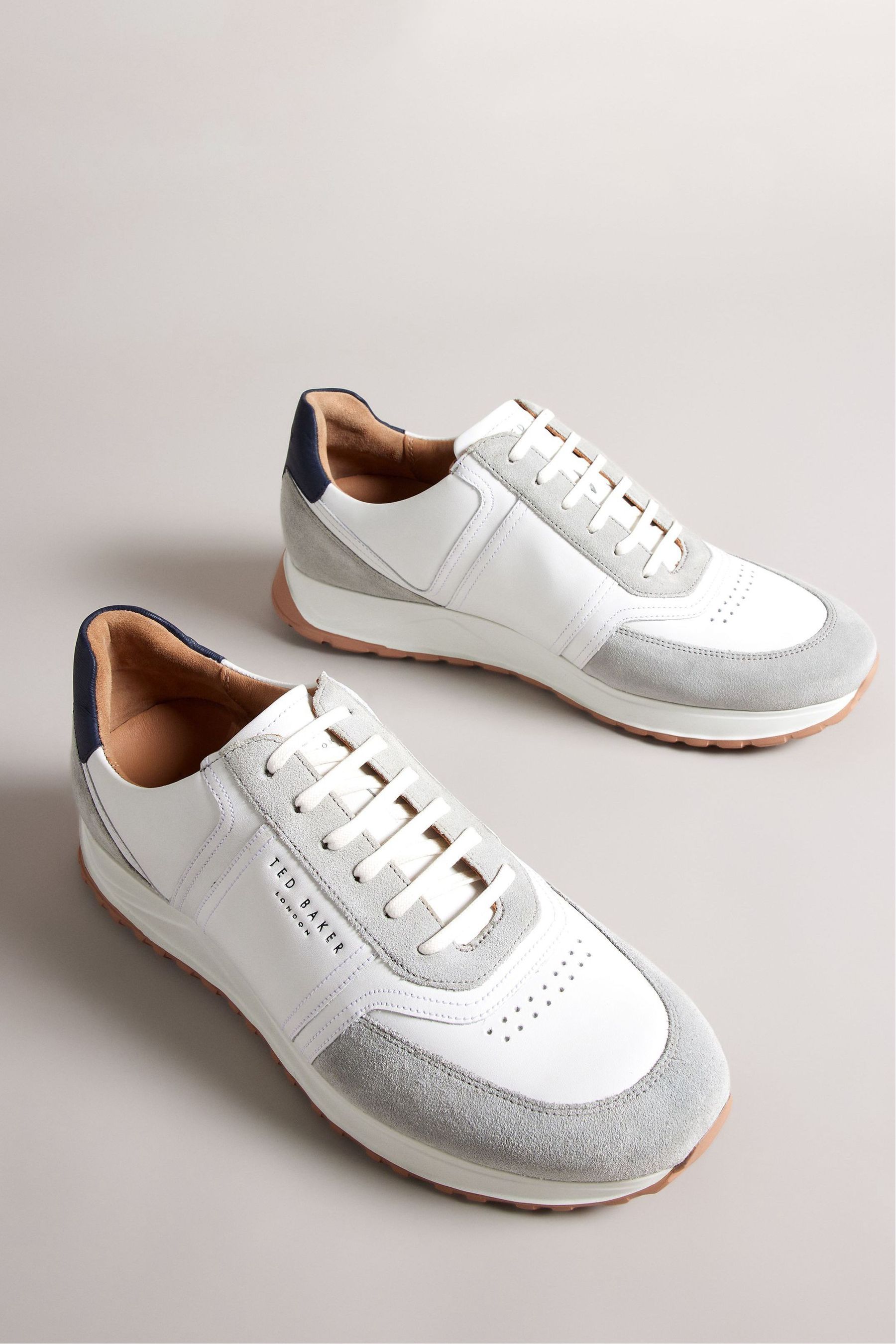 Buy Ted Baker Frayney White Leather and Suede Sneakers from Next Luxembourg