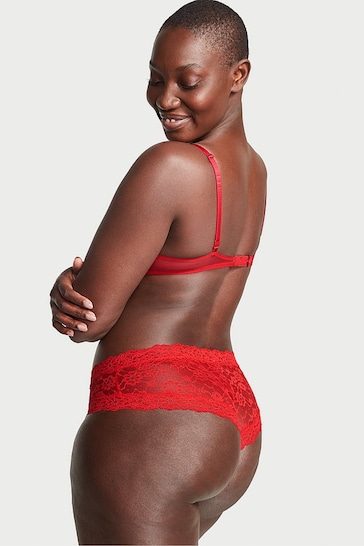 Victoria's Secret Lipstick Red Cheeky Posey Lace Knickers