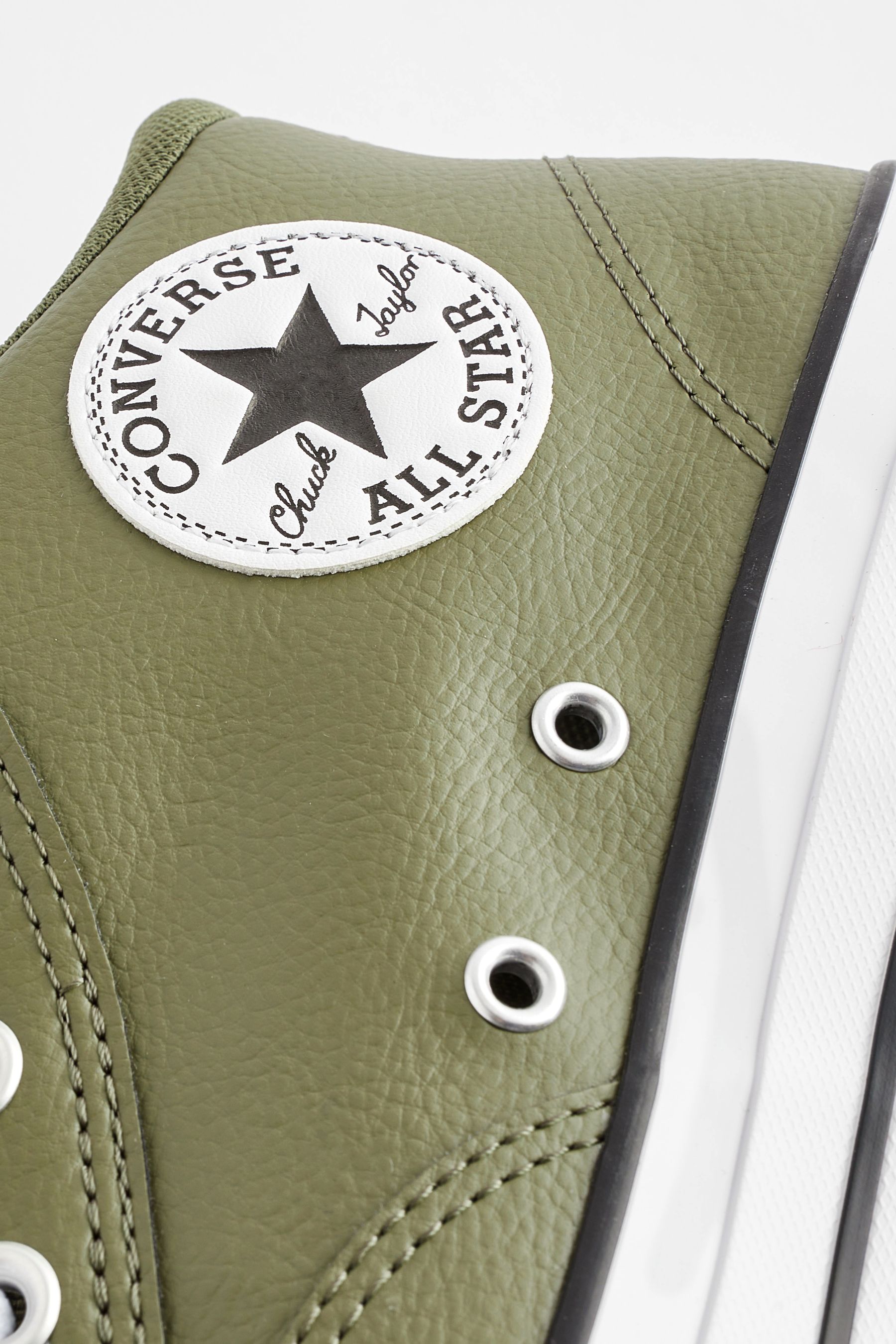 Green leather converse sales