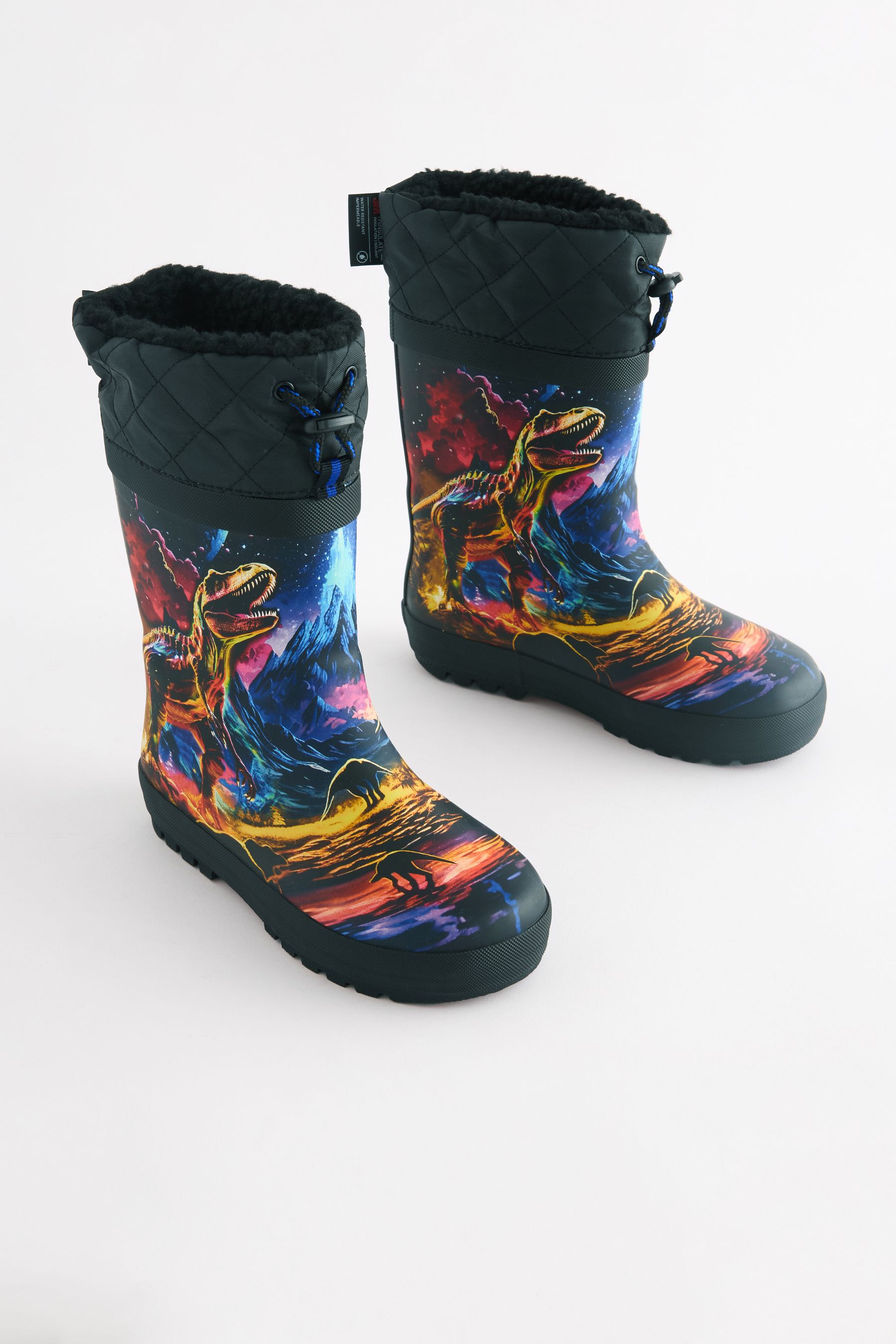 Buy Black Multi Dinosaur Print Cuff Wellies from the Next UK online shop