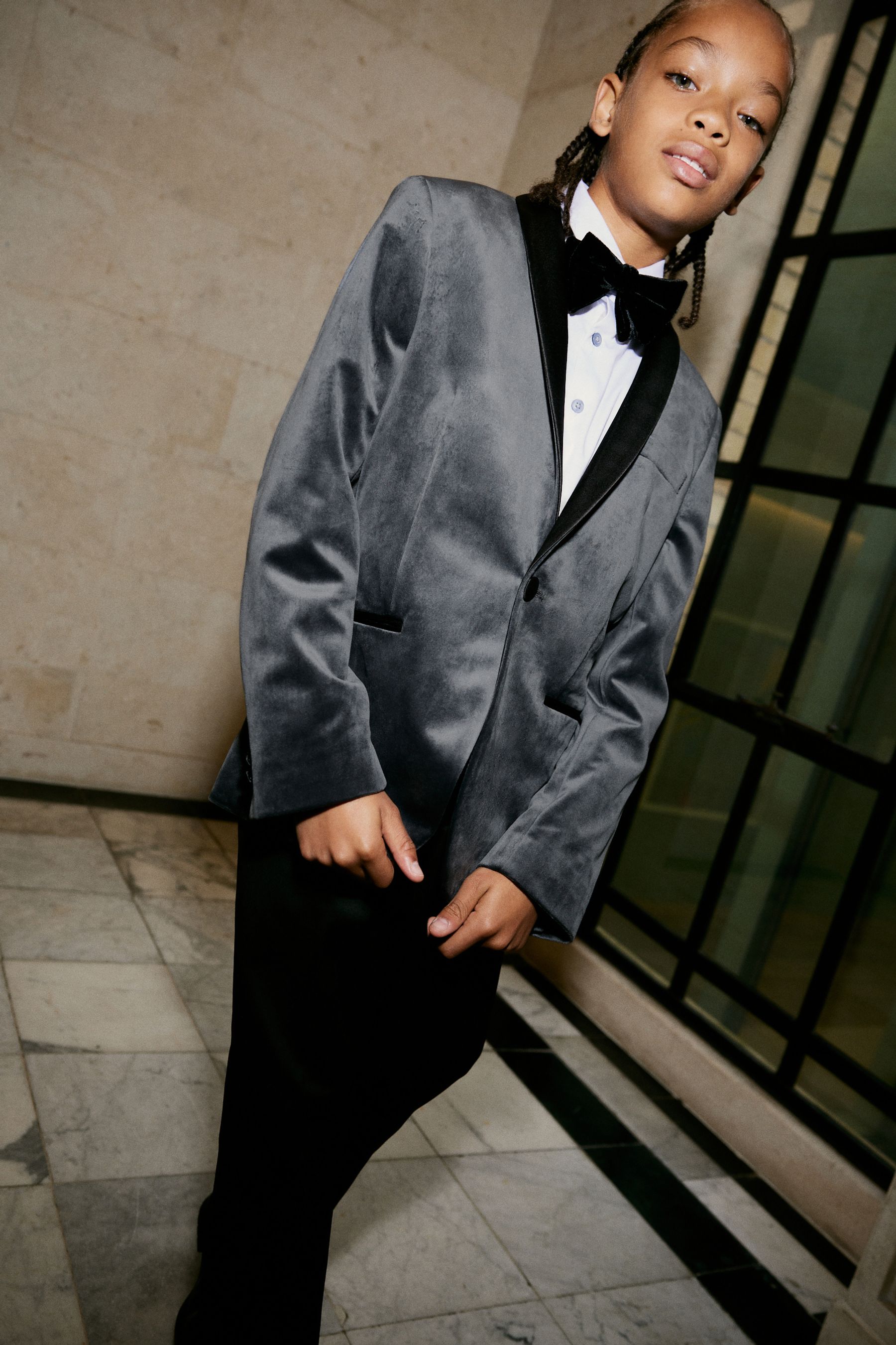 Grey velvet tuxedo sale