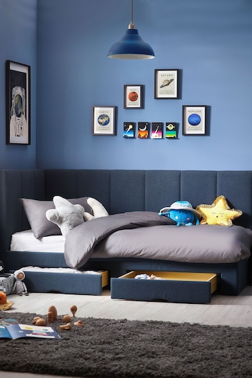 Soft Marl Petrol Blue Marlowe Kids Upholstered Bed Frame