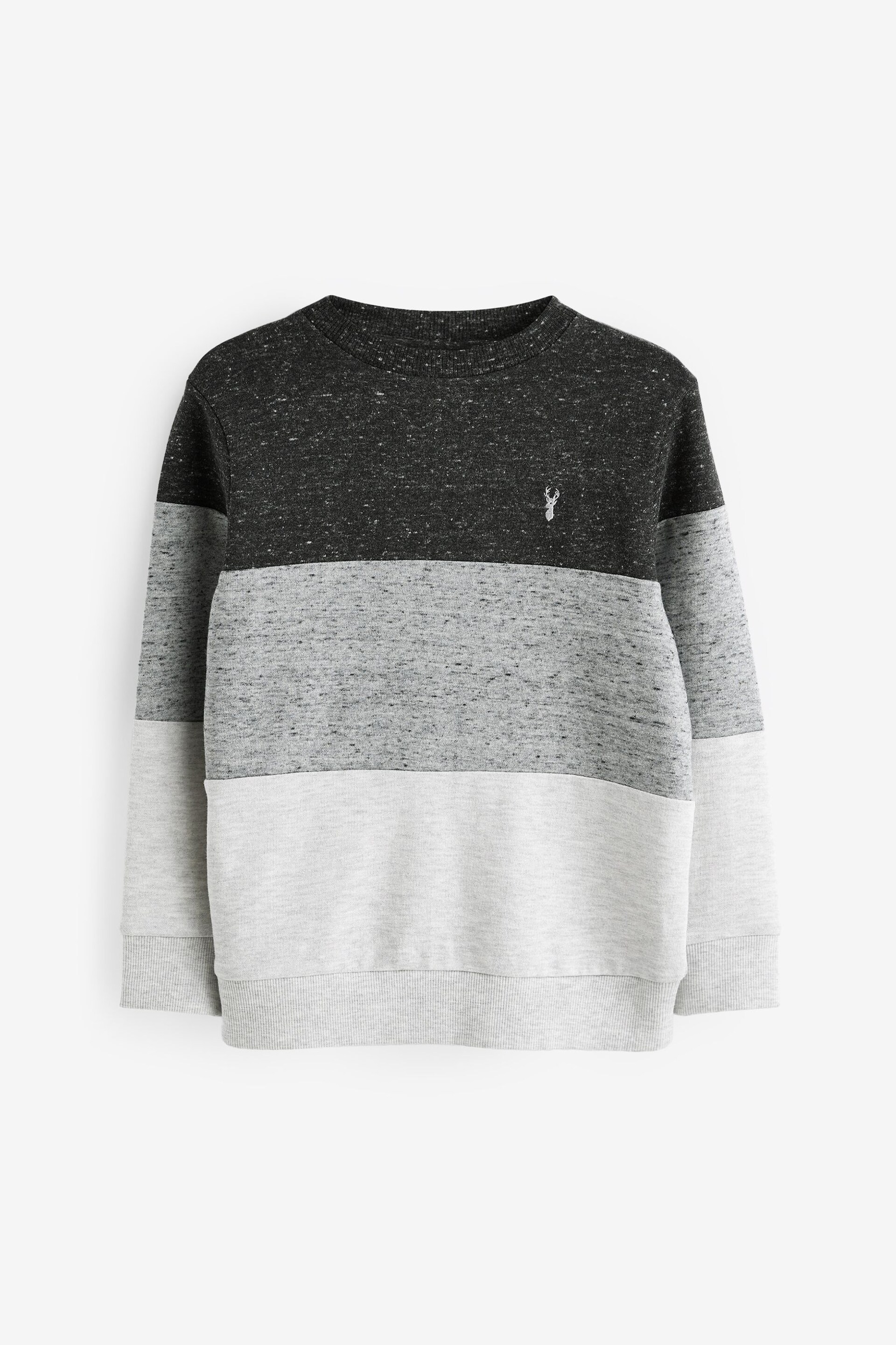 Grey/Charcoal Colourblock Crew Neck Sweatshirt (3-16yrs) - Image 1 of 3