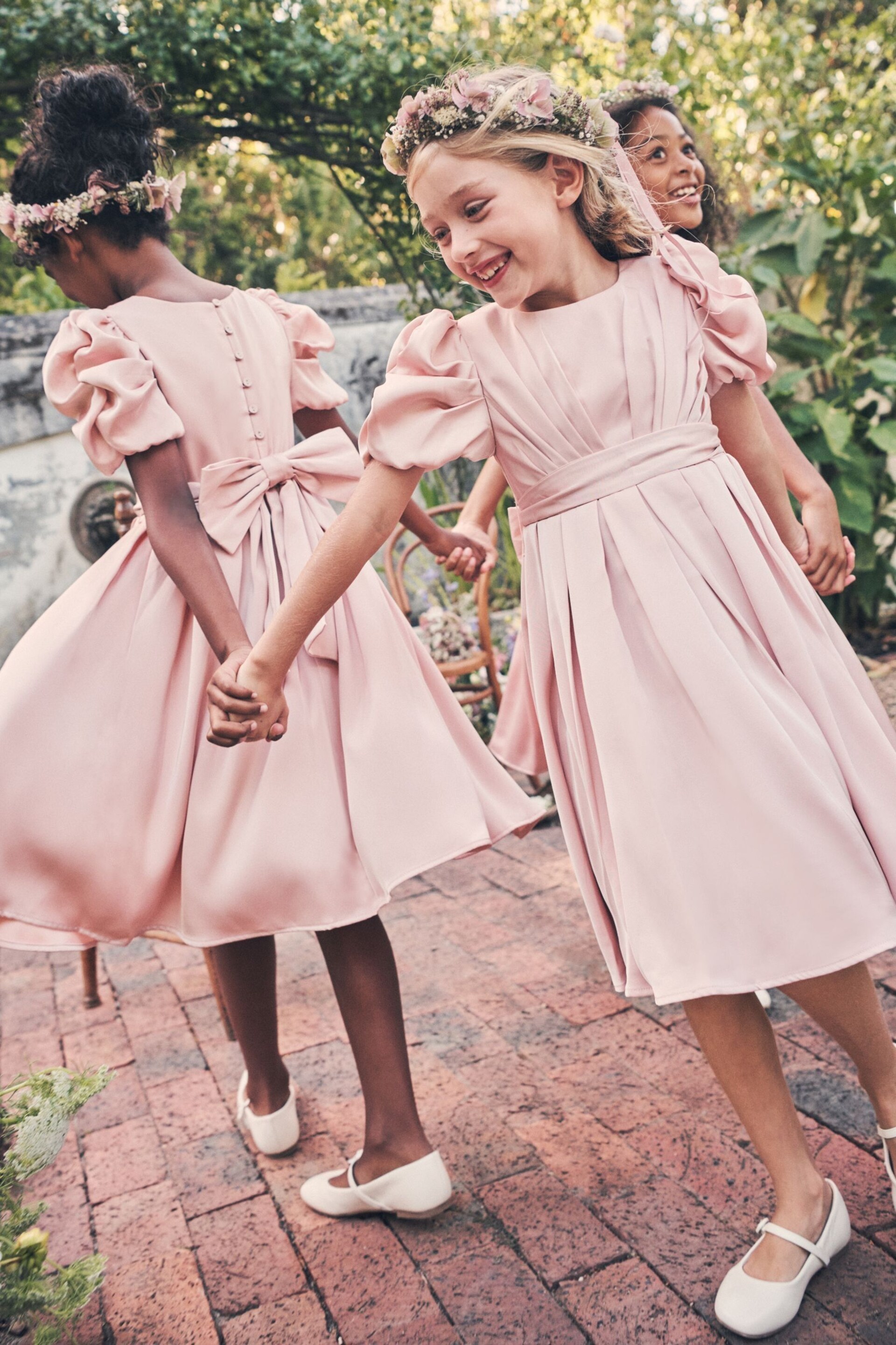 Angel & Rocket Blush Pink Portia Pleated Bodice Bow Dress - Image 1 of 9