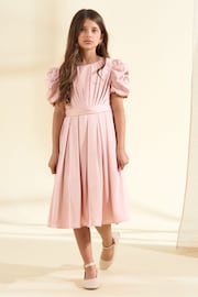 Angel & Rocket Blush Pink Portia Pleated Bodice Bow Dress - Image 3 of 9