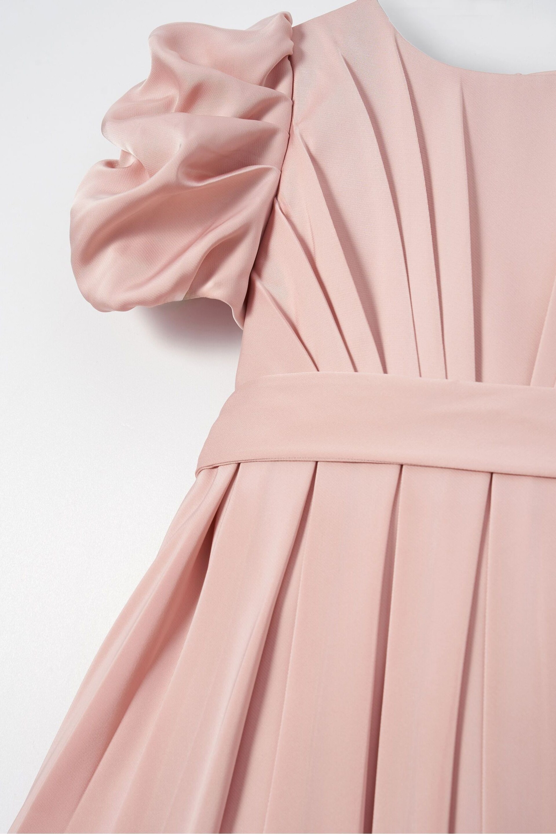 Angel & Rocket Blush Pink Portia Pleated Bodice Bow Dress - Image 9 of 9