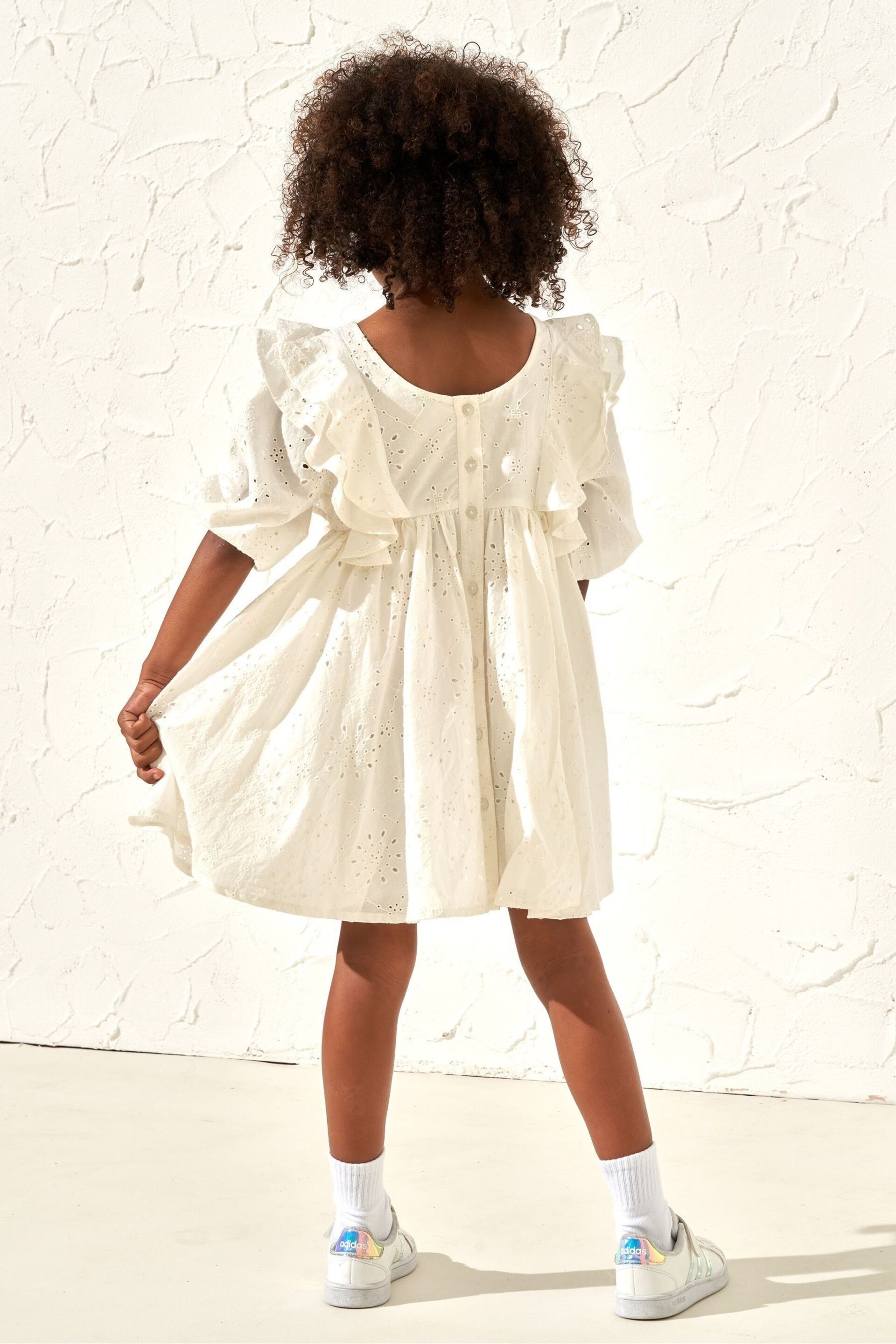 Angel & Rocket White Broderie Alessandra Ruffle Dress - Image 2 of 6