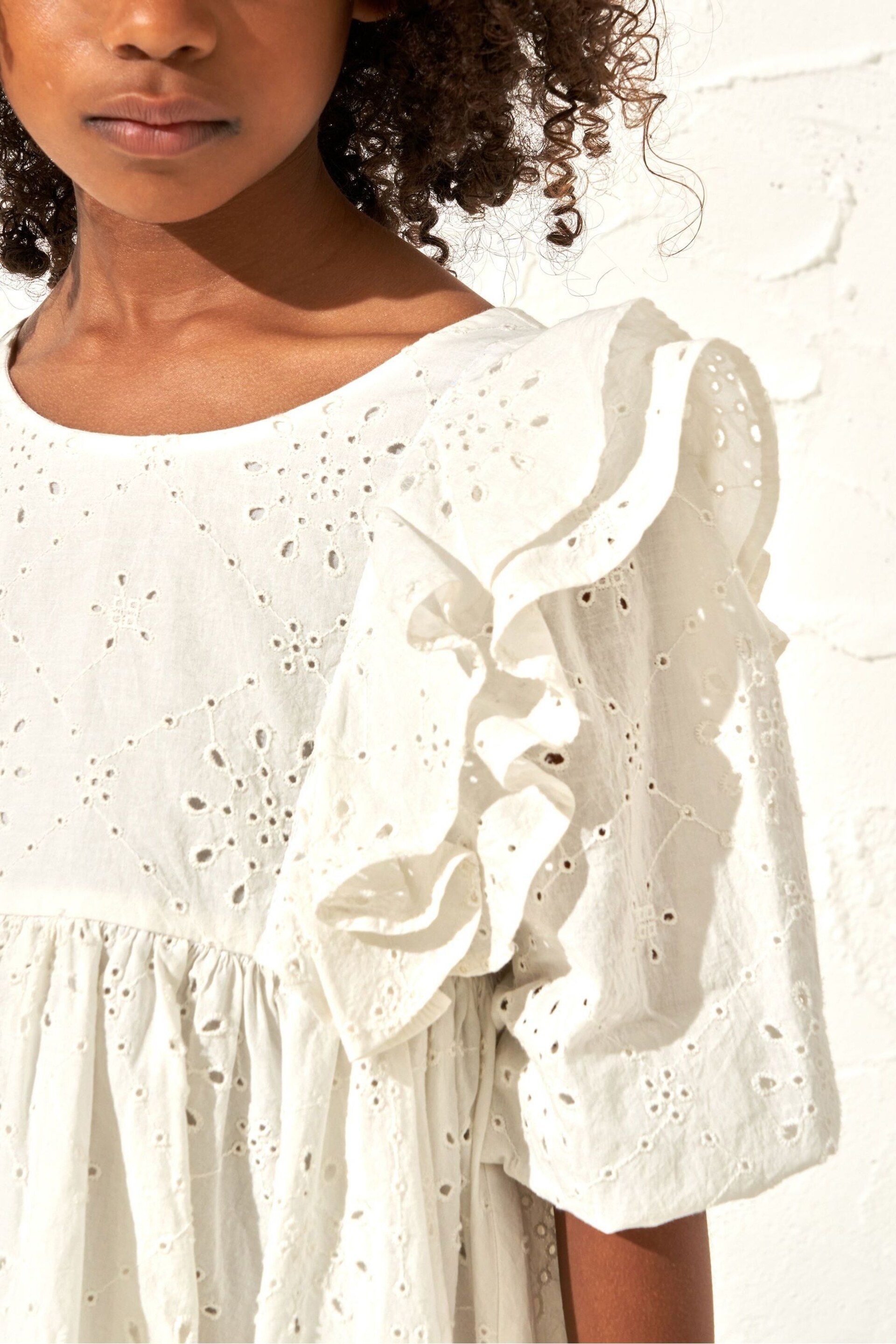 Angel & Rocket White Broderie Alessandra Ruffle Dress - Image 3 of 6