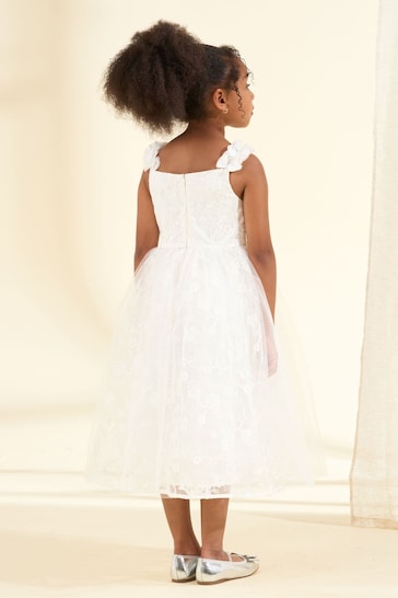 Angel & Rocket Olivia Sparkle Embroidered White Dress