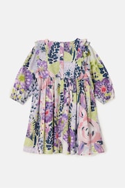 Angel & Rocket Purple 100% Cotton Ellie Ruffle Print Dress - Image 4 of 4