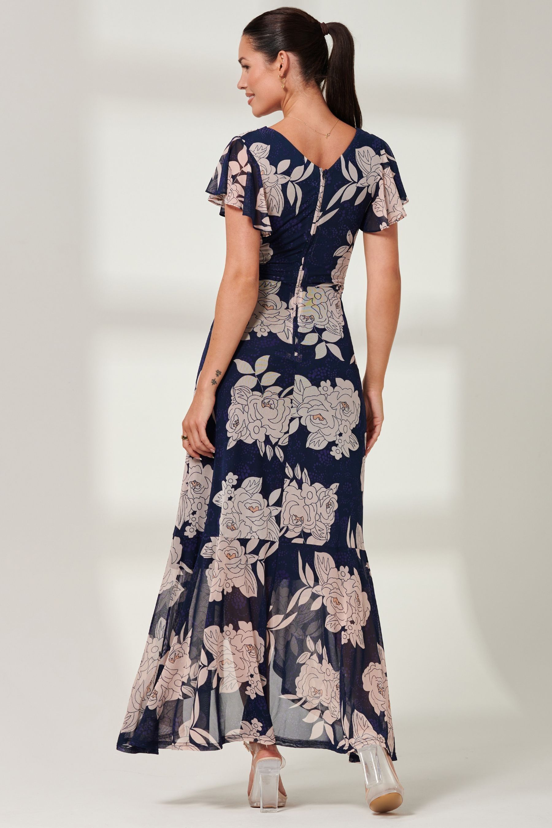 Blue floral maxi dress clearance