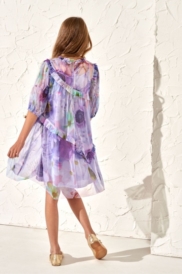 Angel & Rocket Purple Beatrice Print Mesh Dress