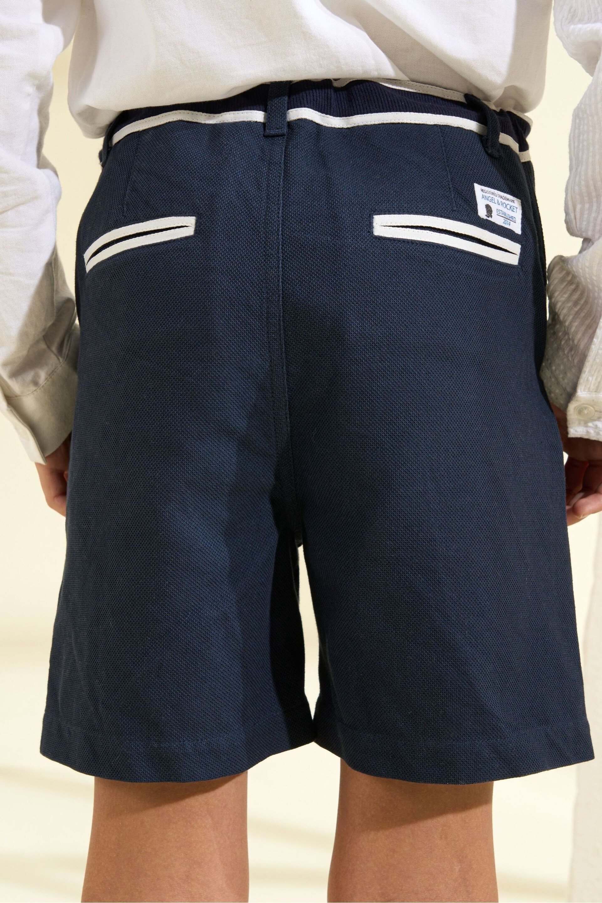 Angel & Rocket Blue Bernard Smart Textured Shorts - Image 2 of 5