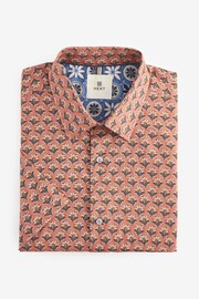 Terracotta Brown Floral Block Regular Fit Printed Short Sleeve Shirt - Image 5 of 7