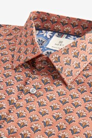 Terracotta Brown Floral Block Regular Fit Printed Short Sleeve Shirt - Image 6 of 7