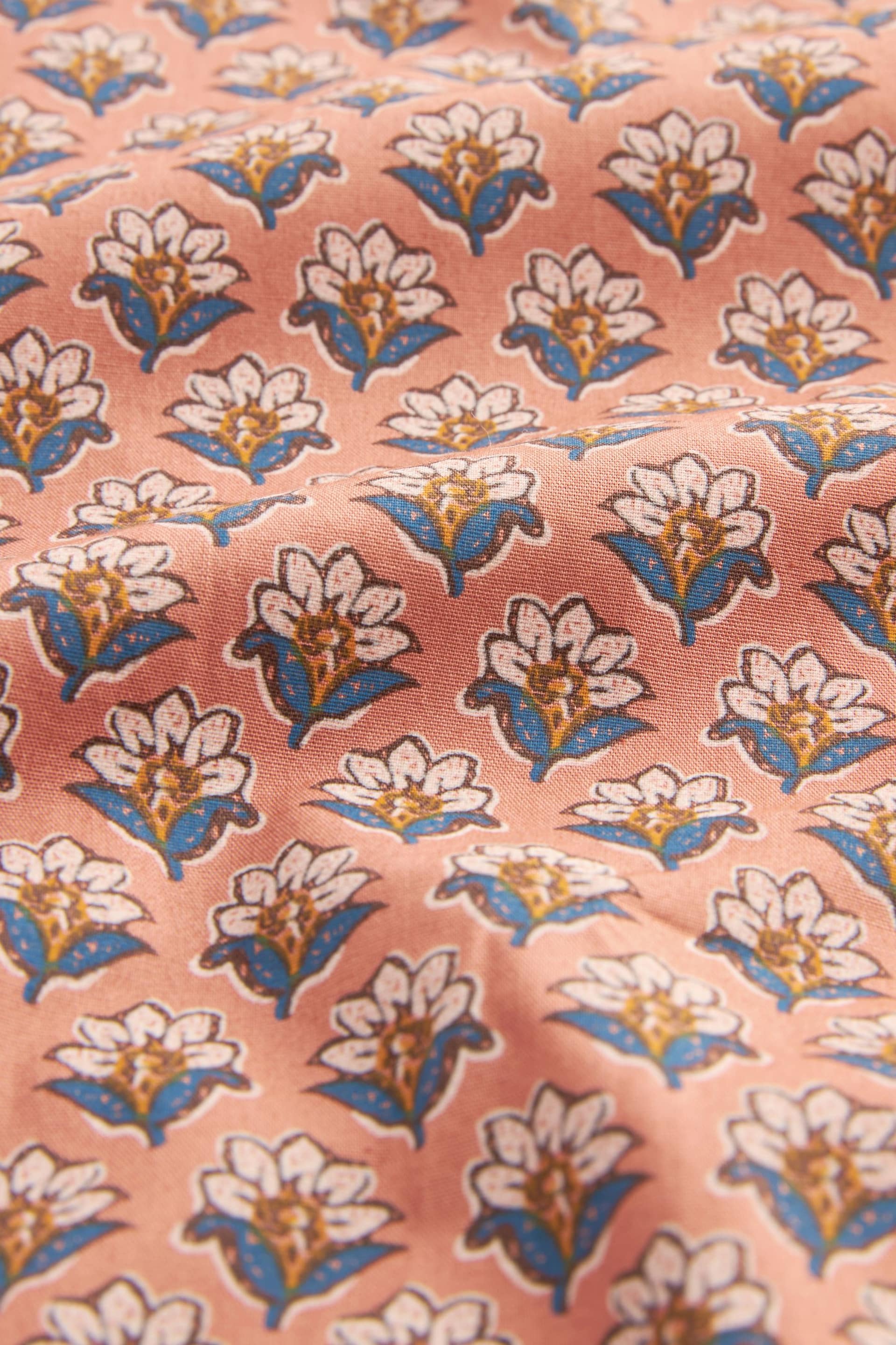 Terracotta Brown Floral Block Regular Fit Printed Short Sleeve Shirt - Image 7 of 7
