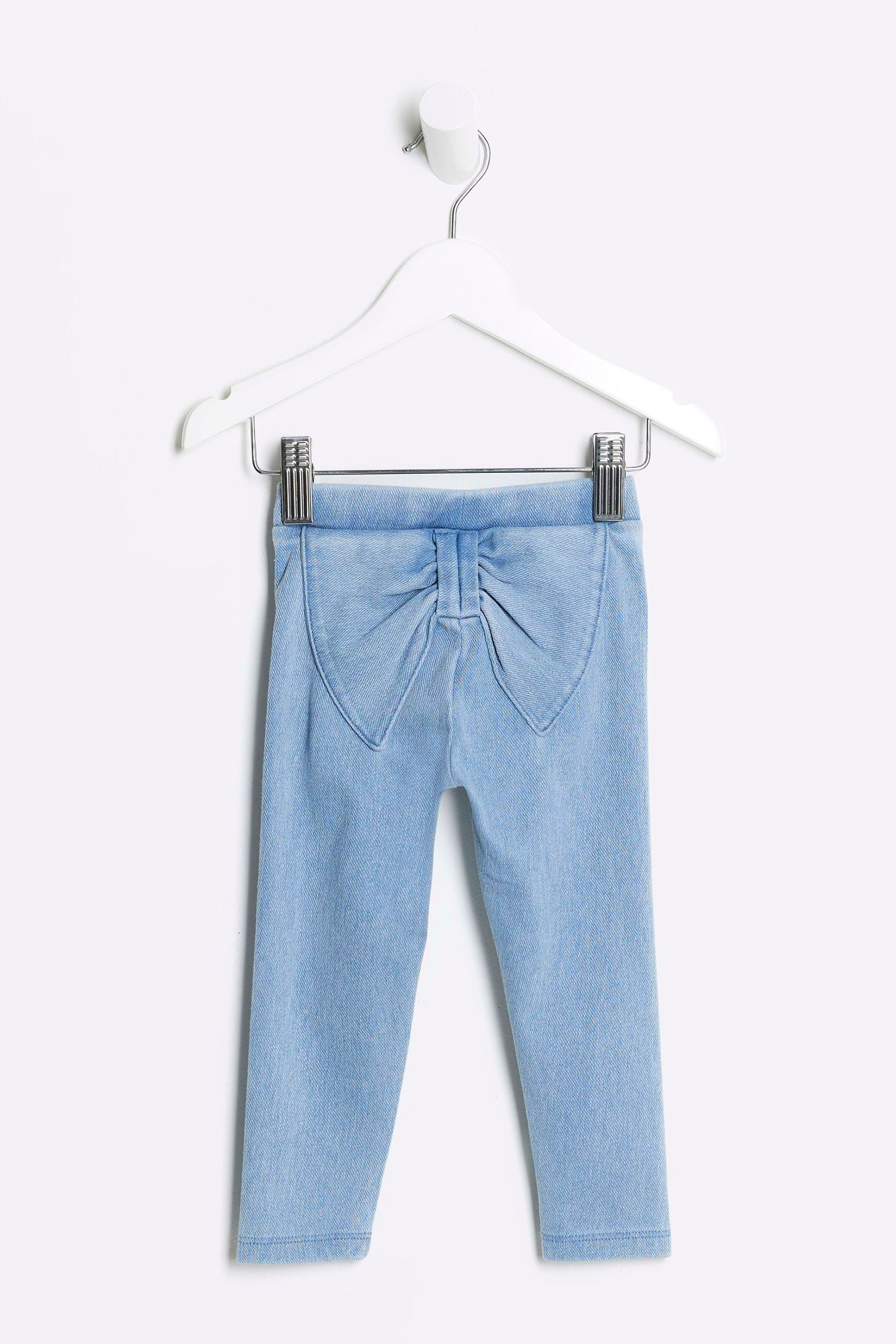 Buy River Island Blue Mini Girls Bow Back Jeggings from Next Luxembourg