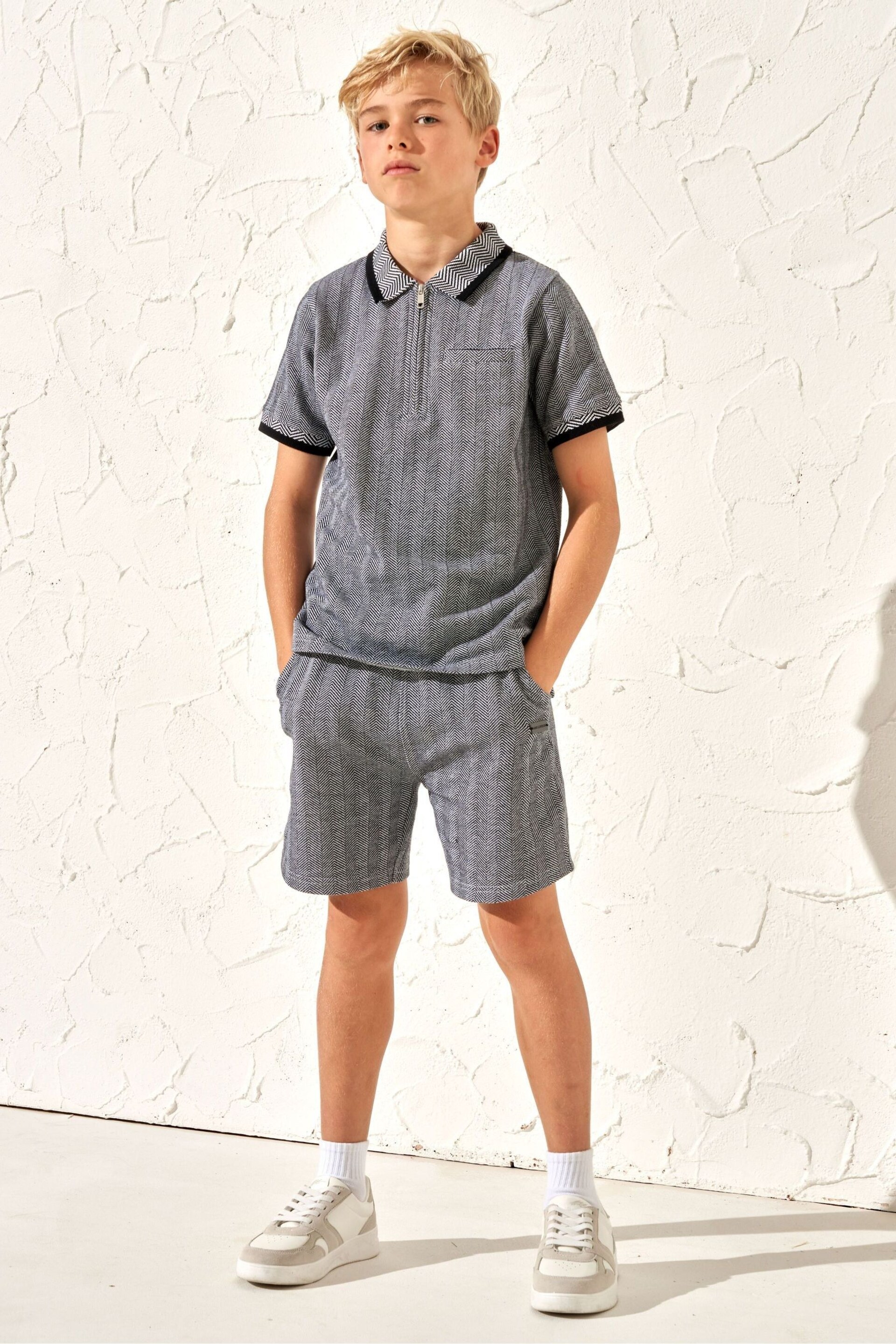 Angel & Rocket Grey Justin Herringbone Smart Shorts - Image 2 of 4