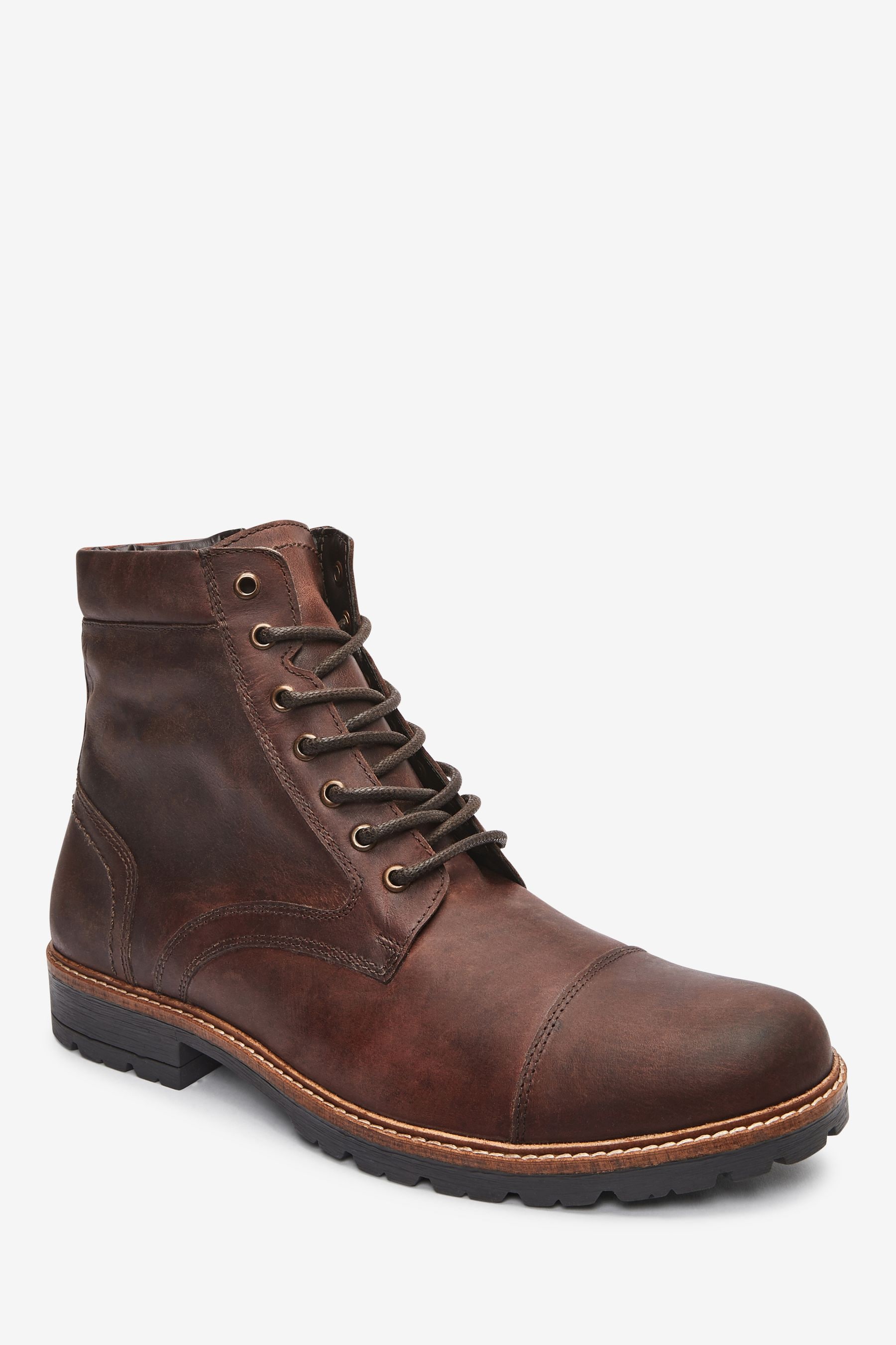 Brown Leather Zip Boots