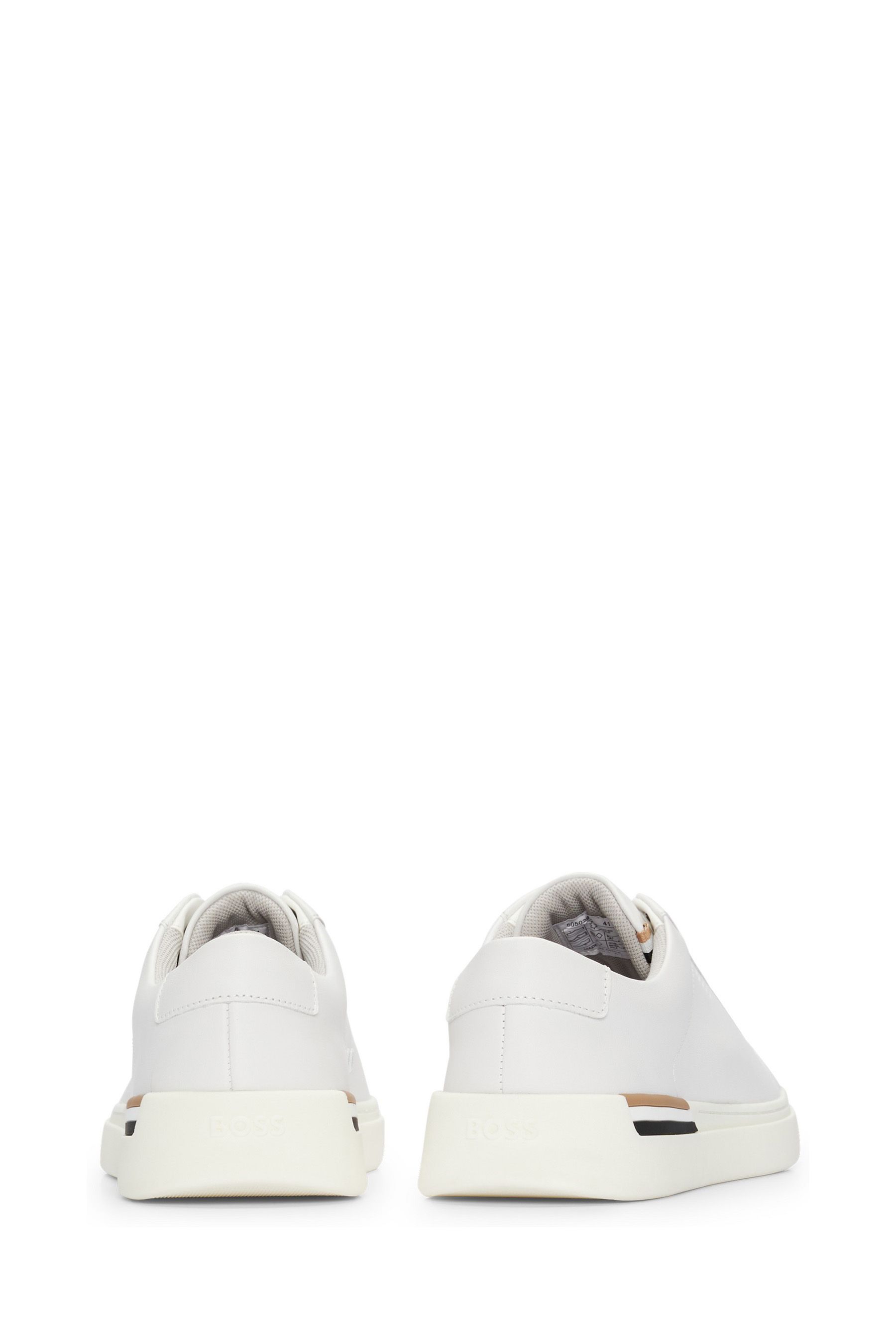 Boss white shop leather trainers