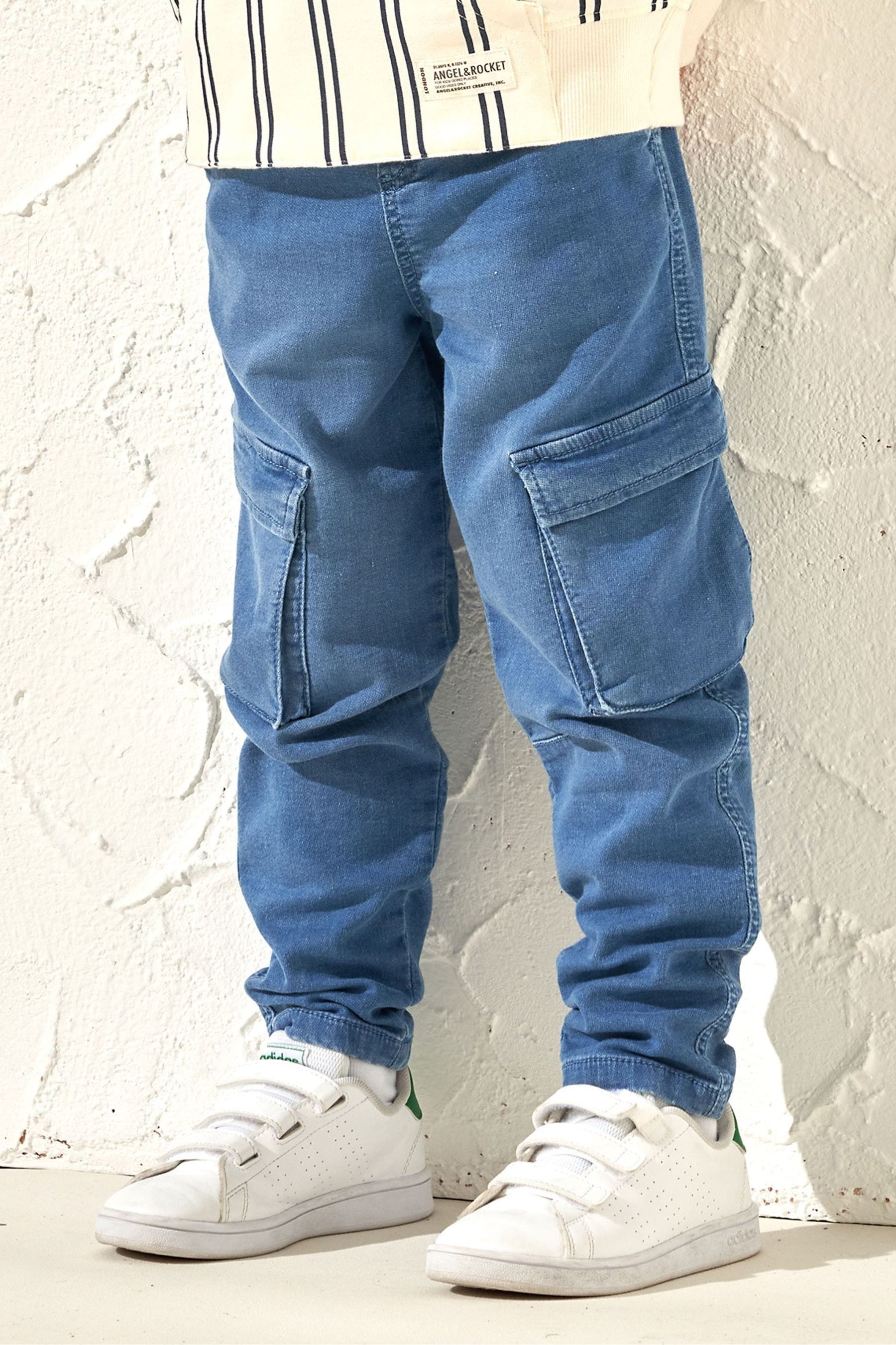 Buy Angel Rocket Blue Jace Cargo Washed Denim Joggers from the Next UK online shop