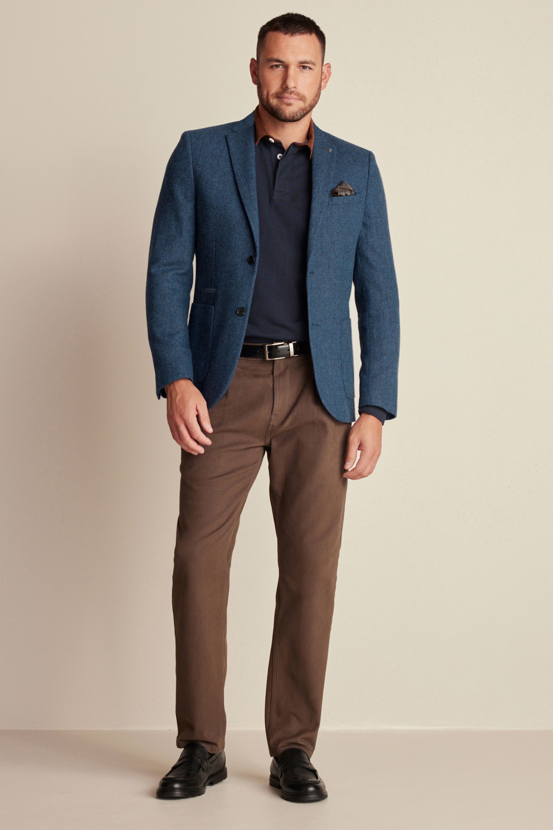 Buy Blue Slim Fit Wool Rich Herringbone Blazer from the Next UK online shop