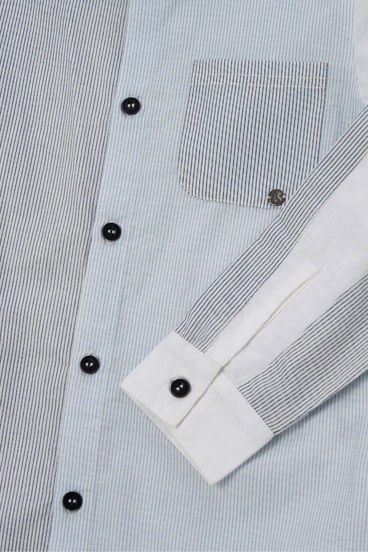 Angel & Rocket Blue Chase Panelled 100% Cotton Shirt - Image 6 of 6