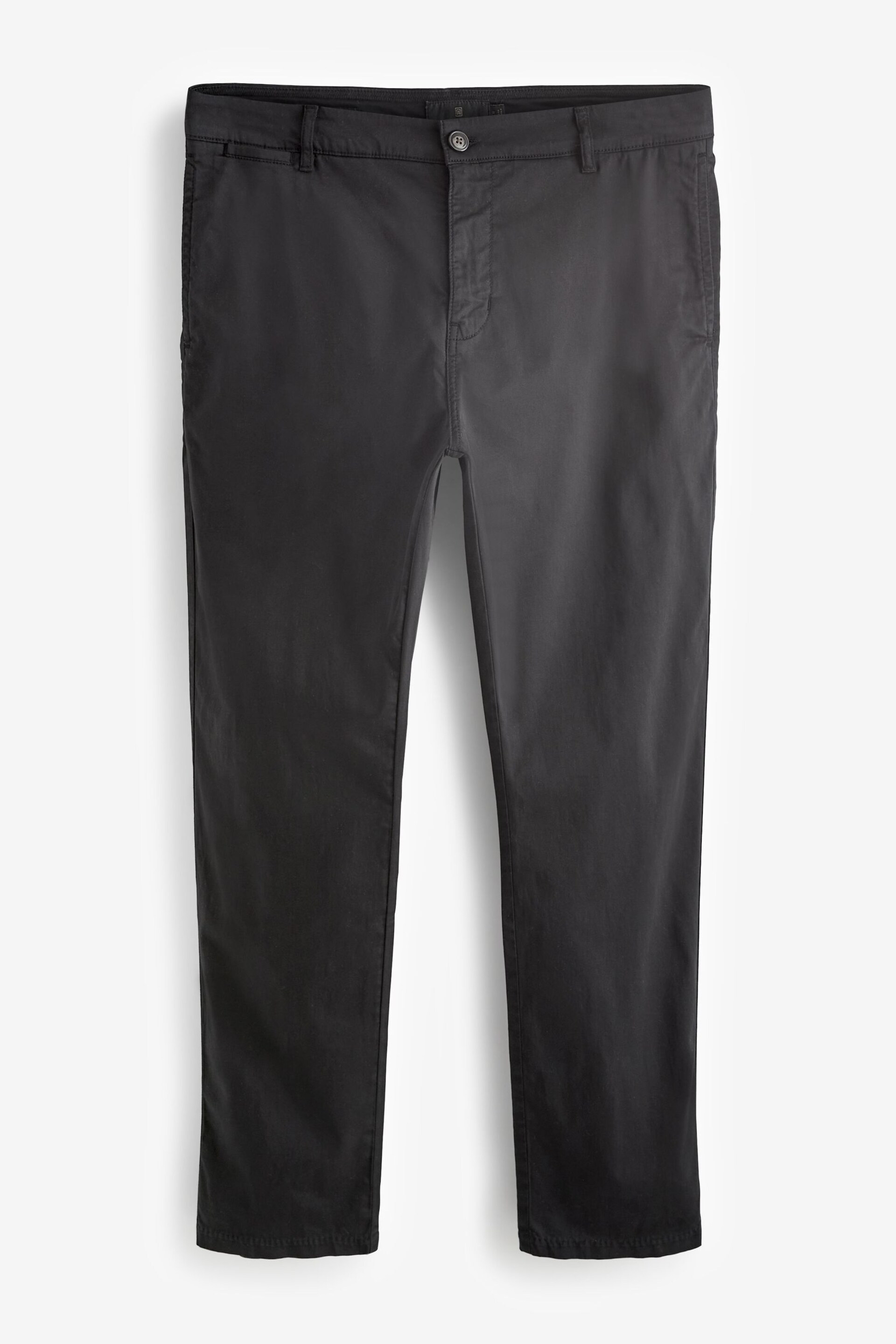 Black Slim Fit Premium Laundered Stretch Chinos Trousers - Image 8 of 10