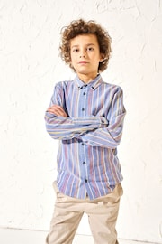 Angel & Rocket Blue Noah Textured Multi Stripe Shirt - Image 3 of 6