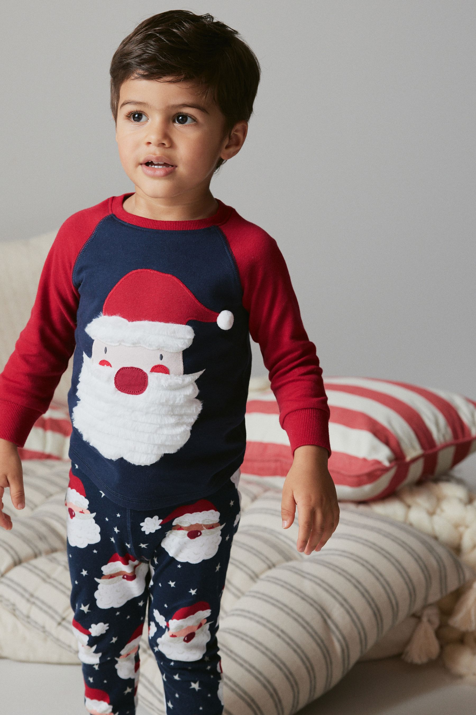 Buy Bleu marine motif Pere Noel Pyjama en coton confortable garcon de Noel 9 mois 12 ans from Next Luxembourg
