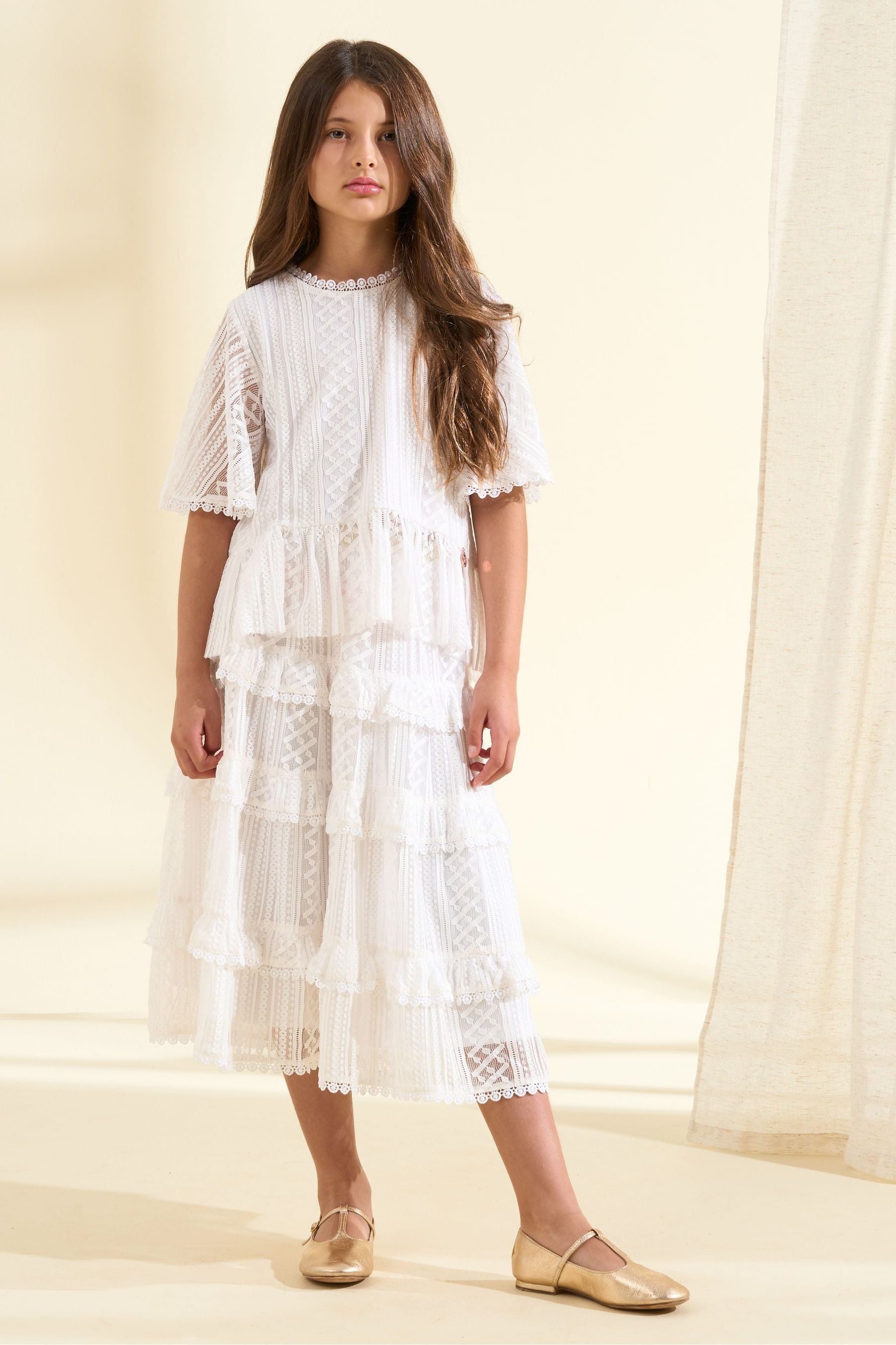 Buy Angel Rocket Cream Annabelle Lace Ruffle Skirt from the Next
