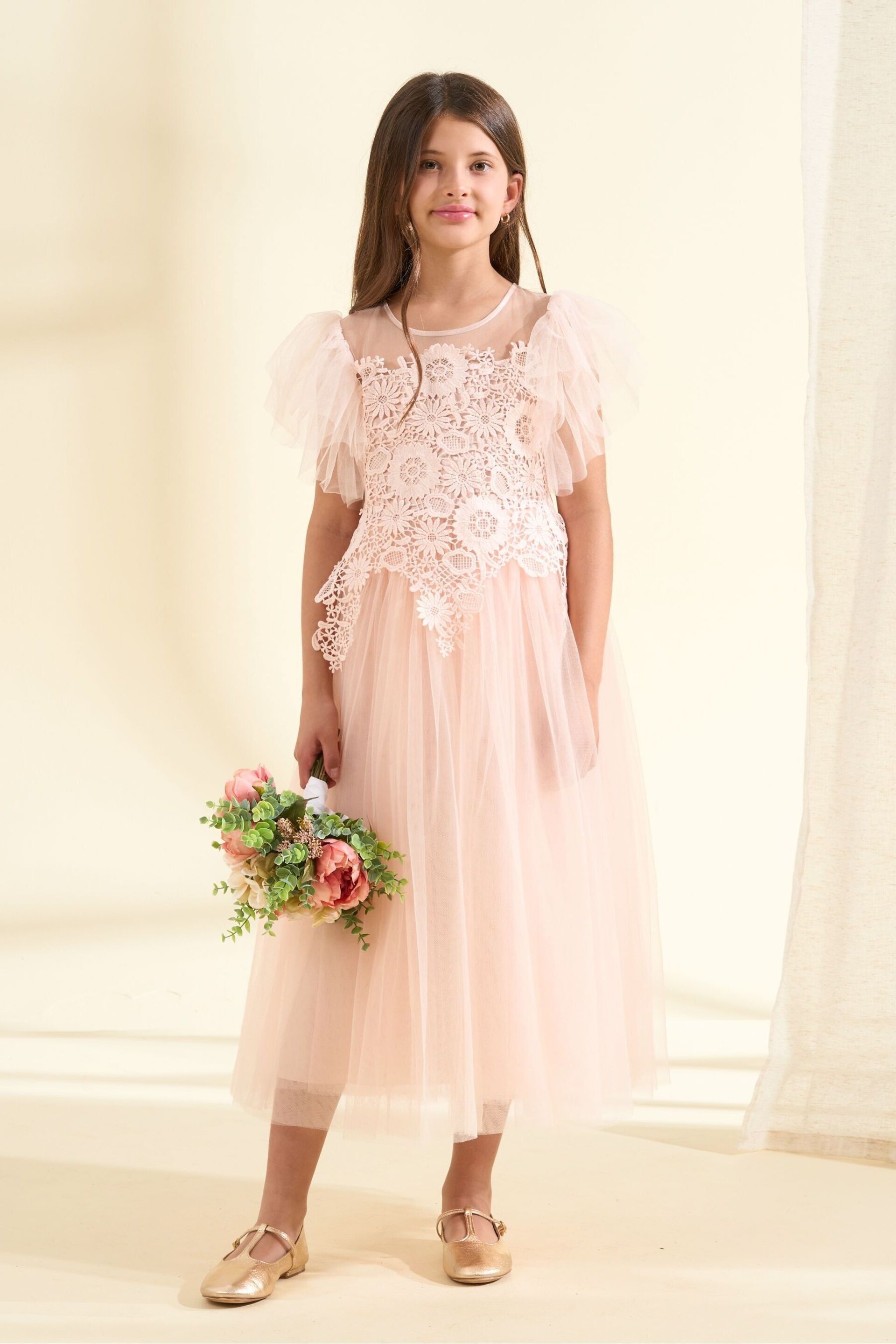 Angel & Rocket Pink Cascade Lace Anelise Dress - Image 5 of 9
