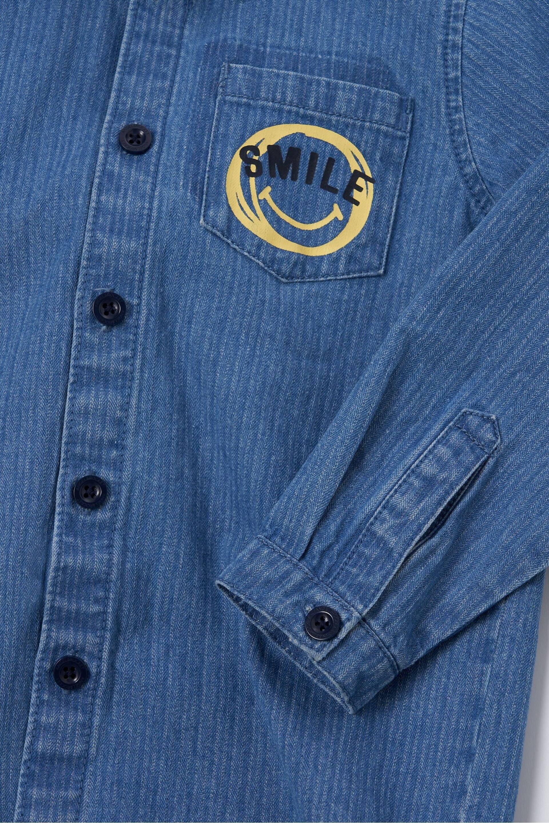 Angel & Rocket Blue Denim Chuck Textured Washed Overshirt - Image 6 of 6