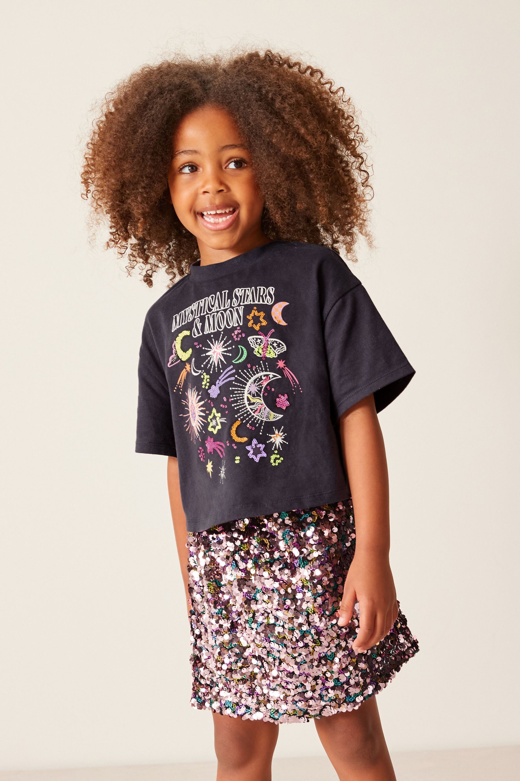 Buy Black Top and Sequin Skirt Set 3 16yrs from Next Luxembourg