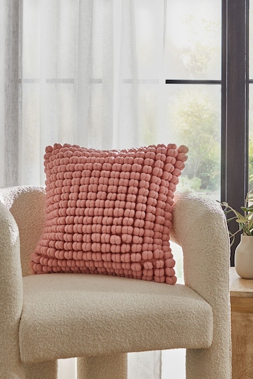 Peach Pink 43 x 43cm Global Bobble Cushion