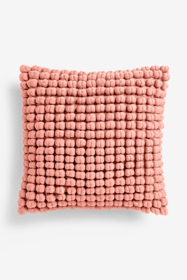 Peach Pink 43 x 43cm Global Bobble Cushion