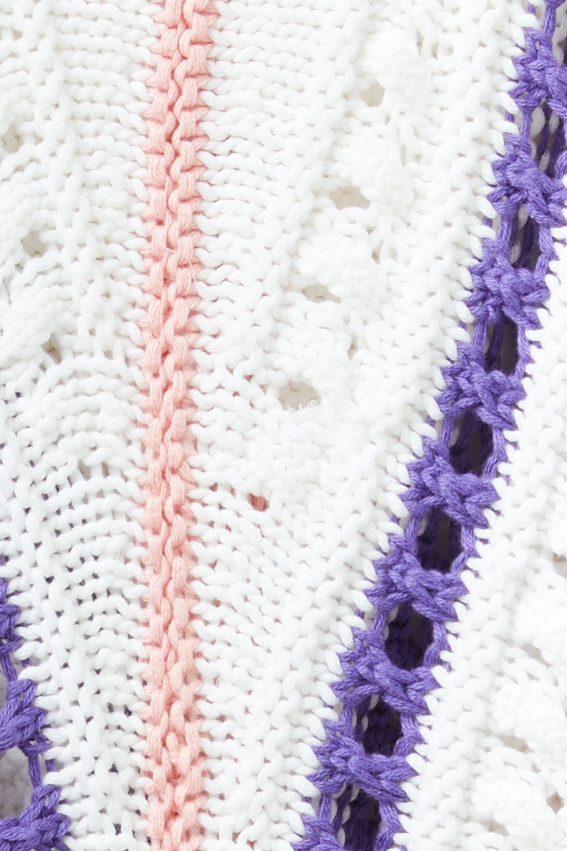 Benetton Girls Multi Stripe Crochet Jumper - Image 3 of 3