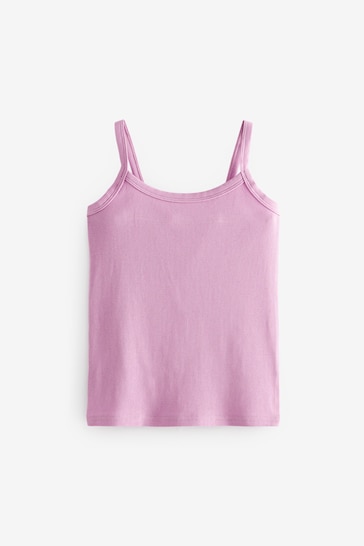 Grey/Pink/White Rib Cami Vest 3 Pack (2-16yrs)