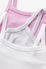 Grey/Pink/White Rib Cami Vest 3 Pack (2-16yrs) - Image 6 of 6